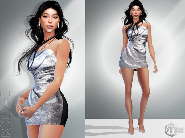 Sims 4 — Draped Shiny Mini Dress DO996 by DOLilac — Custom thumbnail