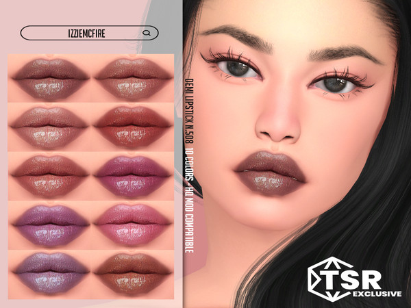 Sims 4 — Demi Lipstick N.508 by IzzieMcFire — Demi Lipstick N.508 contains 10 colors in hq texture. Standalone item with