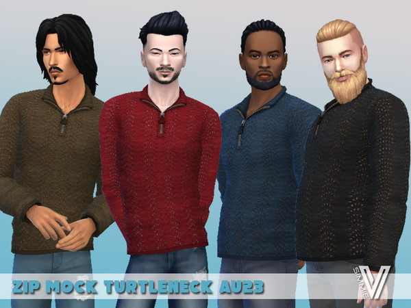 Sims 4 — Zip Mock Turtleneck Sweater 1 AU23 by SimmieV — A fresh new take on an old standard. This zippered mock