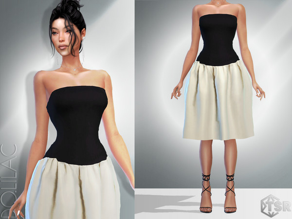 Sims 4 — Strapless Cotton Midi Dress DO19 by DOLilac — Custom thumbnail