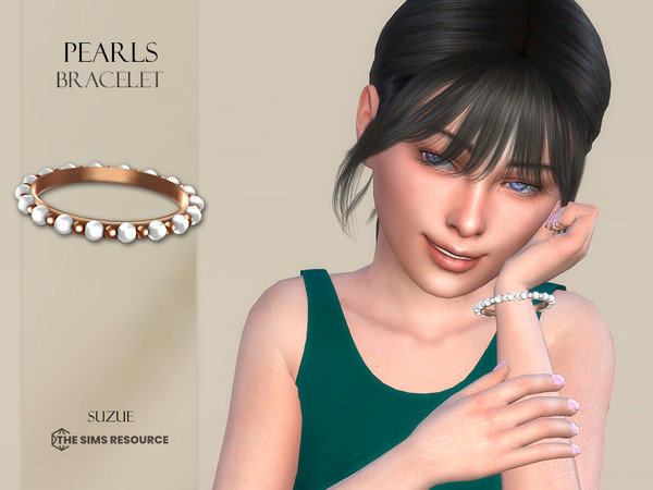 Sims 4 — Pearls Bracelet Child by Suzue — New Mesh (Suzue)