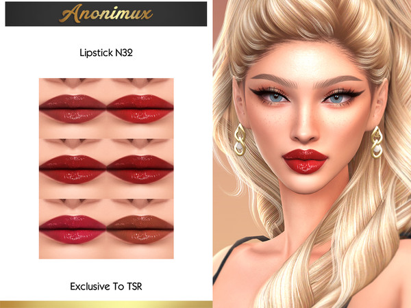 Sims 4 — Lipstick N32 by Anonimux_Simmer — - 6 Swatches