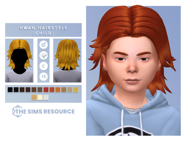 Sims 4 — Hwan Hairstyle (Child) by OranosTR — Hwan Hairstyle is a medium hairstyle for child sims. This hair has 15 EA