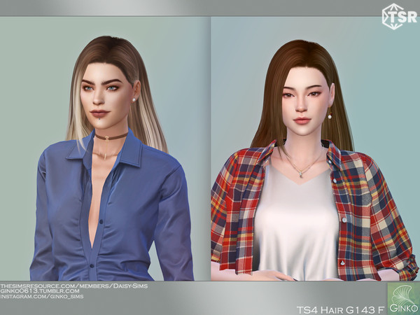 Sims 4 — Long Hair with Side Fringe - G143 by Daisy-Sims — 21 base colors + 9 ombre colors
