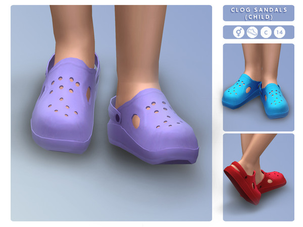 Sims 4 — Clog Sandals (Child) by OranosTR — Clog Sandals are shoes for child sims . These shoes have 14 colors, included