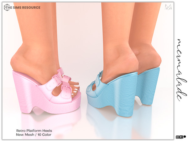 Sims 4 — Retro Platform Heels S228 by Mermalade — New Mesh