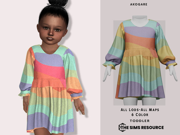Sims 4 — T-Linda Dress by _Akogare_ — Akogare T-Linda Dress -6 Colors - New Mesh (All LODs) - All Texture Maps - HQ