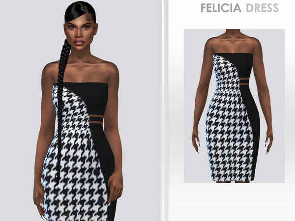 Sims 4 — Felicia Dress by Puresim — White and black dress for female sims.