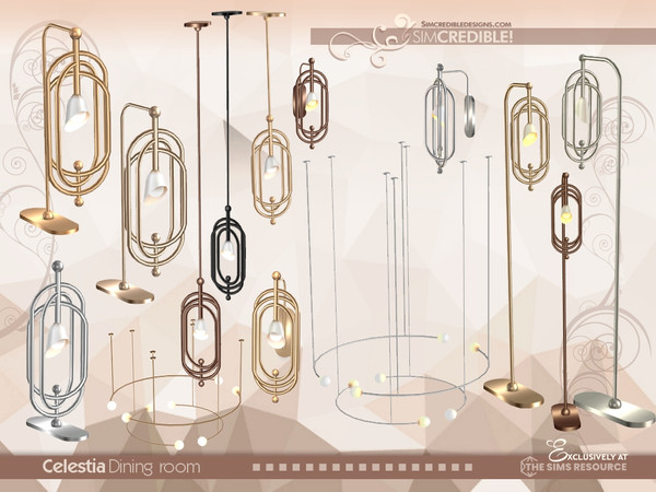 Sims 4 — Celestia Table Lamp 1 by SIMcredible! — The second part of our Art deco Celestia set has 12 items, lighting and