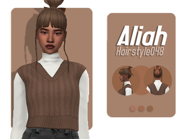 Sims 4 — Aliah Hairstyle by AarainAroma — Aroma Hairstyle 048 This hairstyle was created for Autumn! Part of the fall
