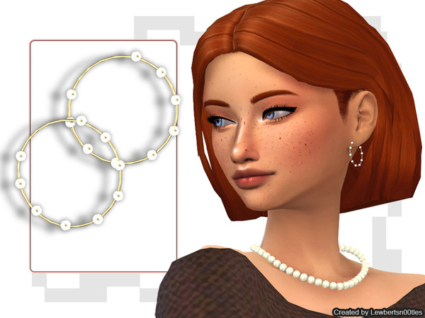 Sims 4 — Marilyn Earrings by Lewbertsn00tles — A classic set of hoop earrings with a scattering of sparkling pearls. New