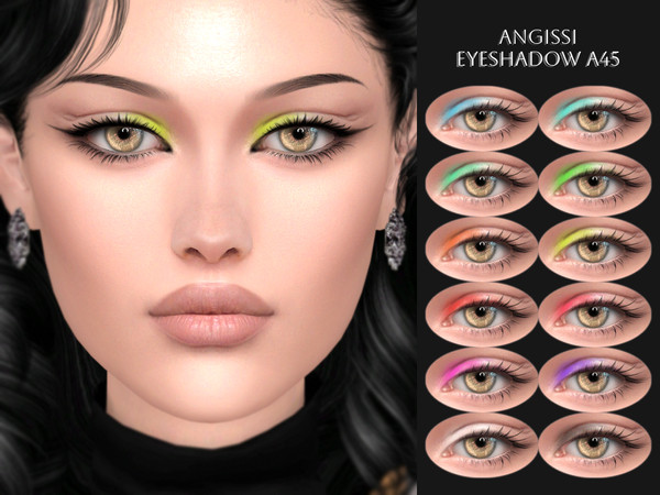 Sims 4 — Eyeshadow A45 by ANGISSI — PREVIEWS MADE USING HQ MOD 12 colors