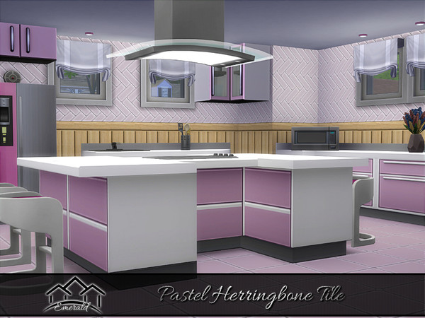 Sims 4 — Pastel Herringbone Tile 2 by Emerald — Paste Herringbone Tile are a perfect choice if you want to add decor to