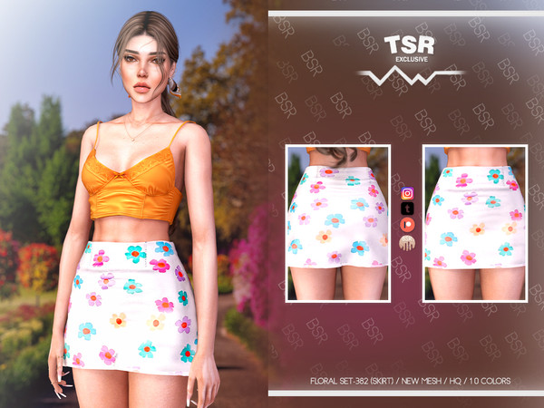 Sims 4 — FLORAL SET-382 (SKIRT) BD1046 by busra-tr — 10 colors Adult, Elder, Teen, Young Adult