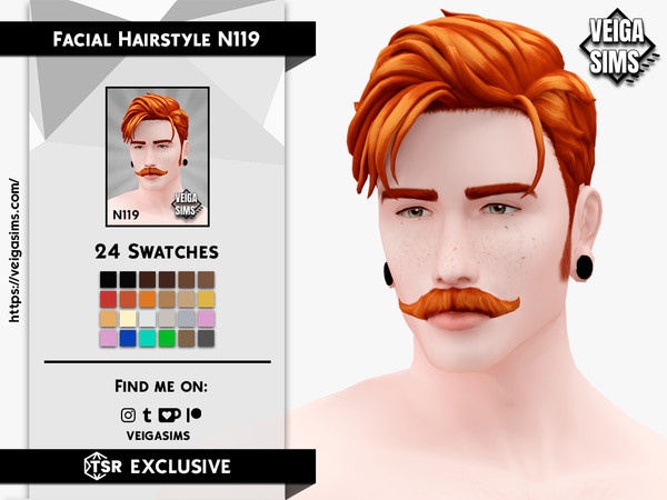 Sims 4 — Facial Hair Style N119 by David_Mtv2 — All maxis color (24 colors). With normal map as well.