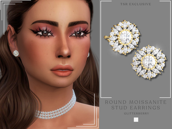 Sims 4 — Round Moissanite Stud Earring by Glitterberryfly — A simple yet statement earring with diamonds