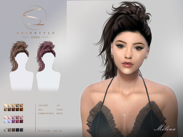 Sims 4 — Fashion hairstyle MELINA(080923) by S-Club — Fashion hairstyle MELINA with 24 colors, hope you like, thank you!
