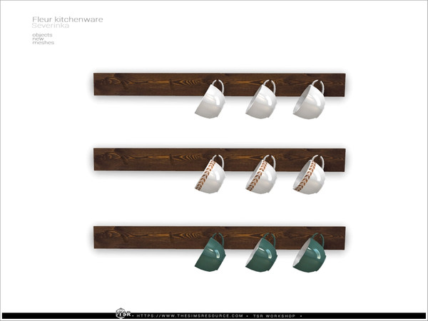 Sims 4 — Fleur kitchenware - hanging mugs by Severinka_ — A set of decor for the kitchen, 10 items.