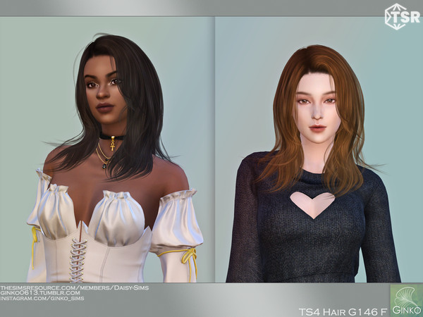 Sims 4 — Long Layered Hairstyle - G146 by Daisy-Sims — 21 base colors + 9 ombre colors