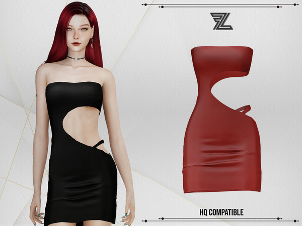 Sims 4 — Sharon Leather Dress by ForLima — 8 Colors