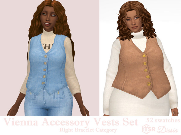 Sims 4 — Vienna Accessory Vest v1 (Smaller) by Dissia — Accessory denim vest with gold buttons in jeans or other colors