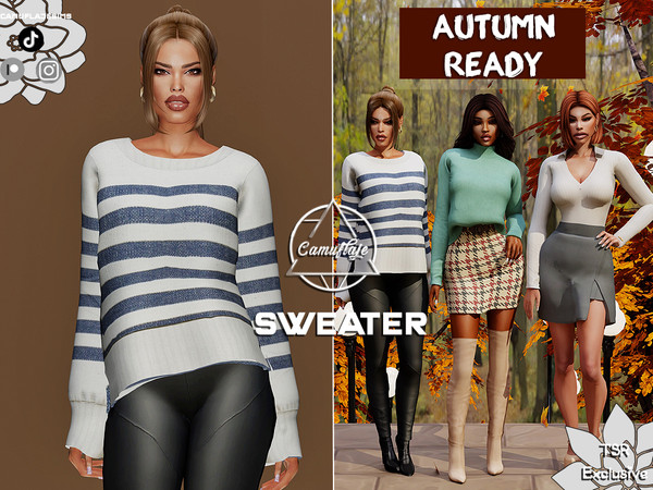Sims 4 — Autumn Ready Collection - Sweater by Camuflaje — Autumn (Fall) Collection that includes a turtleneck, blouse,
