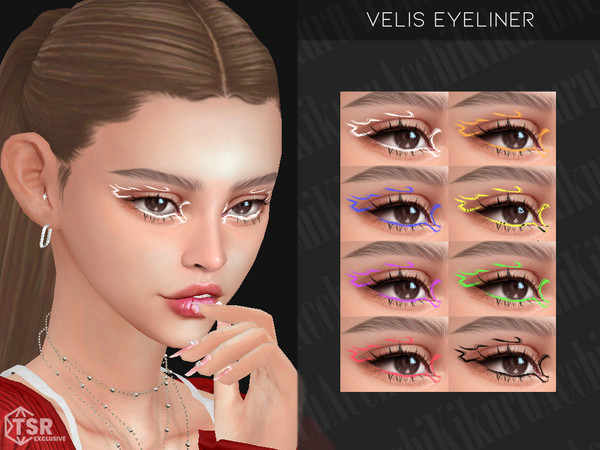 Sims 4 — Velis Eyeliner by Kikuruacchi — - It is suitable for Female and Male. ( Teen to Elder ) - 8 swatches - HQ