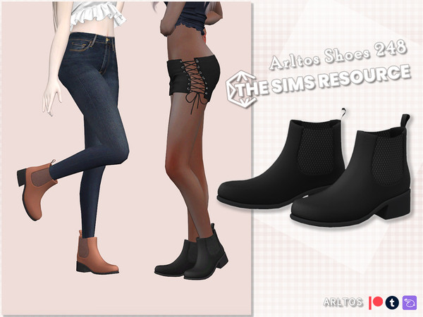 Sims 4 — Short boots by Arltos — 6 colors. HQ compatible.