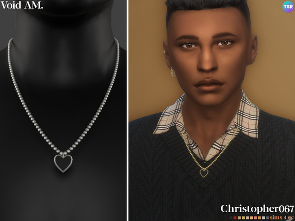 Sims 4 — Void Necklace - Male by christopher0672 — This is a fun long ball chain necklace with an enamel heart pendant. 8