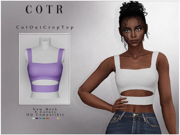 Sims 4 — Cut Out Crop Top T-509 by ChordoftheRings — ChordoftheRings Cut Out Crop Top T-509 - 8 Colors - New Mesh (All