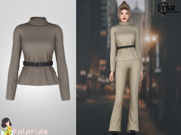 Sims 4 — Kiara Sweater by talarian — Sweater with high neck and belt