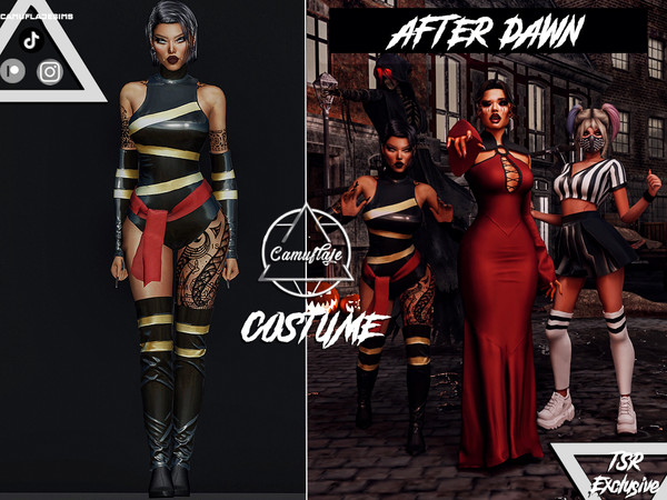 Sims 4 — After Dawn Collection - Costume by Camuflaje — Halloween inspired collection that includes a bodysuit (costume),