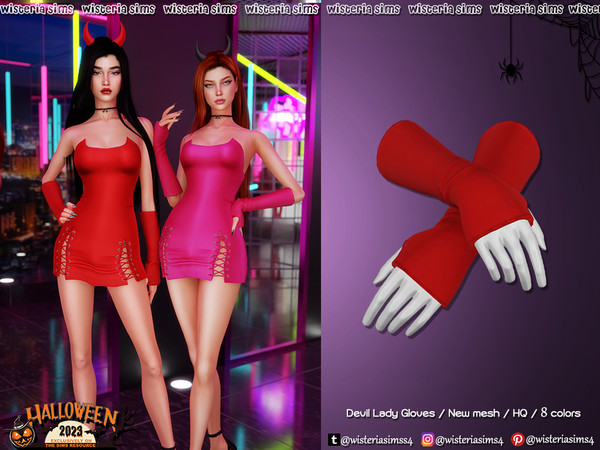 Sims 4 — Halloween 2023 - Devil Lady Gloves (acc) by WisteriaSims — - FOR WOMAN - NEW MESH - TEEN TO ELDER - Gloves