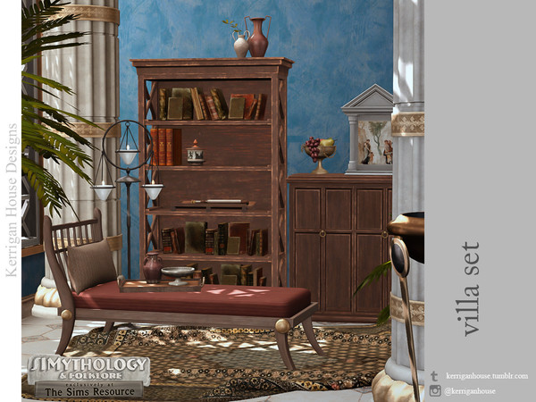 Sims 4 — Simythology Villa by kerriganhouse — Greco-Roman themed home accents and decor.