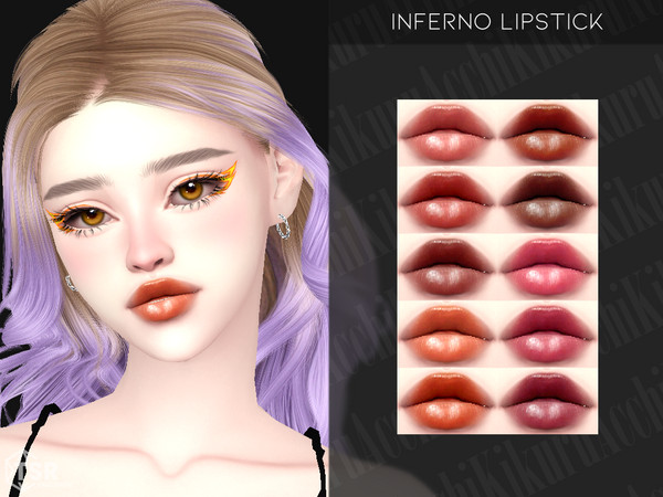 Sims 4 — Inferno Lipstick by Kikuruacchi — - It is suitable for Female and Male. ( Teen to Elder ) - 10 swatches - HQ