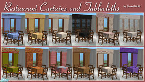 Sims 2 — Restaurant Tables & Curtains by Simaddict99 — 12 lovely recolors of my Greek Restaurant curtains and tables.
