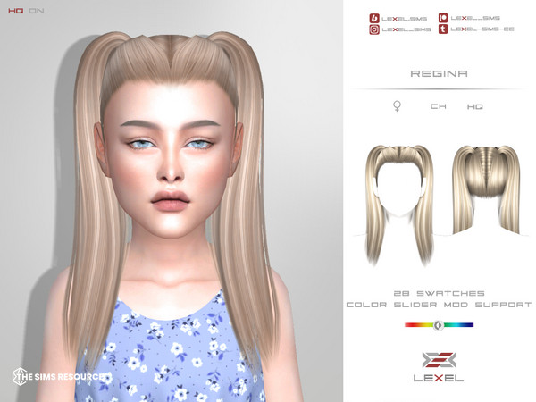 Sims 4 — Regina - hairstyle by LEXEL_s — 28 swatches