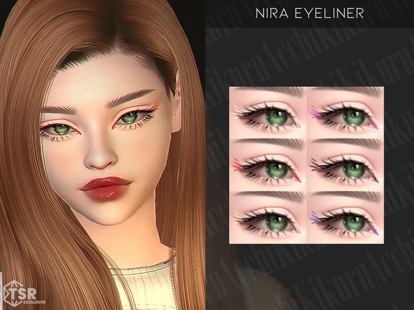 Sims 4 — Nira Eyeliner by Kikuruacchi — - It is suitable for Female and Male. ( Teen to Elder ) - 6 swatches - HQ