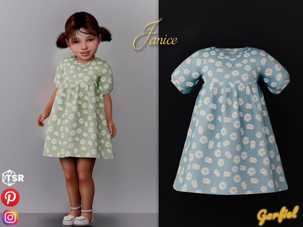 Sims 4 — Janice - Cute floral dress by Garfiel — Toddler outfit with floral pattern