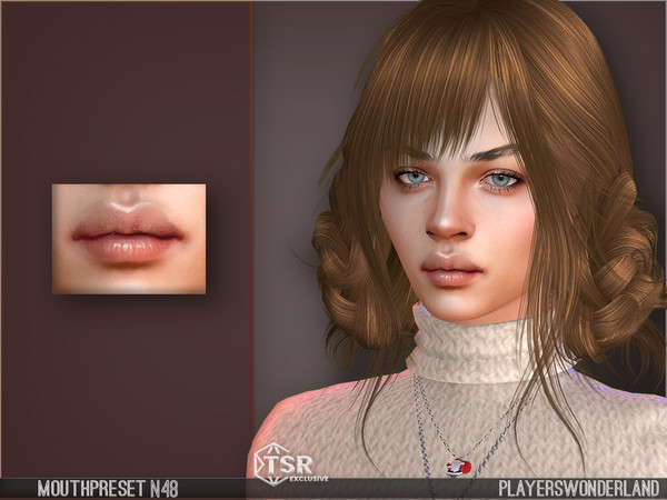 Sims 4 — Mouthpreset N48 by PlayersWonderland — This mouthpreset adds a new morphed, more bigger looking mouth.