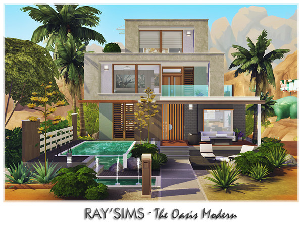 Sims 4 — The Oasis Modern by Ray_Sims — This house has 3 bedroom and 2 bathroom, fully furnished and decorated, no custom