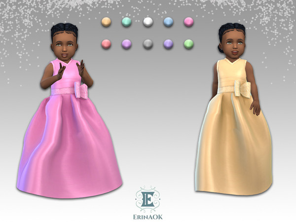 Sims 4 — Toddler Gown 110523 by ErinAOK — Toddler Formal Party Gown with Bow