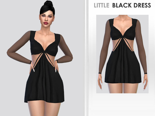 Sims 4 — Little Black Dress by Puresim — Cut out black dress for female sims.