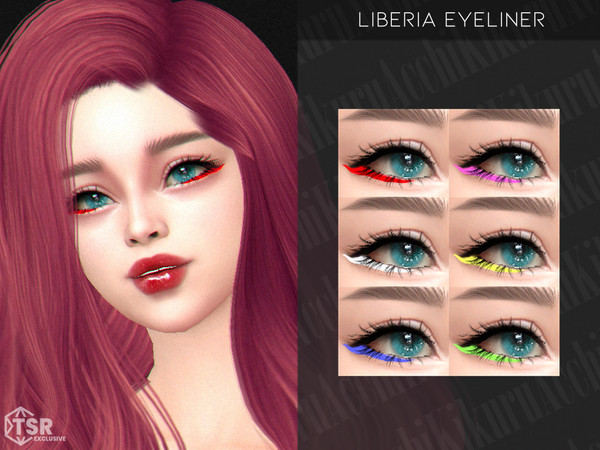Sims 4 — Liberia Eyeliner by Kikuruacchi — - It is suitable for Female and Male. ( Teen to Elder ) - 6 swatches - HQ