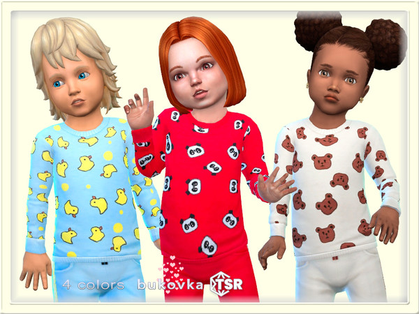 Sims 4 — Shirt ZOO by bukovka — Cute T-shirt for toddlers of both sexes: boys and girls 4 color options. Suitable for the