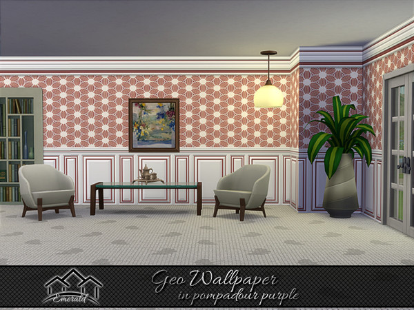 Sims 4 — Geo Wallpaper in pompadour purple S2 by Emerald — Perfect touch to your interiors with this chic geo wallpaper.