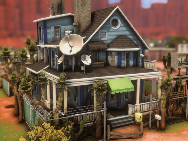 Sims 4 — Paranoid Sims House by plumbobkingdom — In a quiet neighborhood, emerges an eccentric residence for paranoid