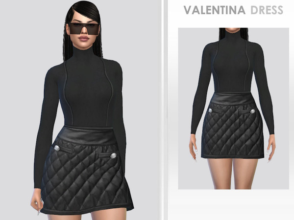 Sims 4 — Valentina Dress by Puresim — Female party dress in black.