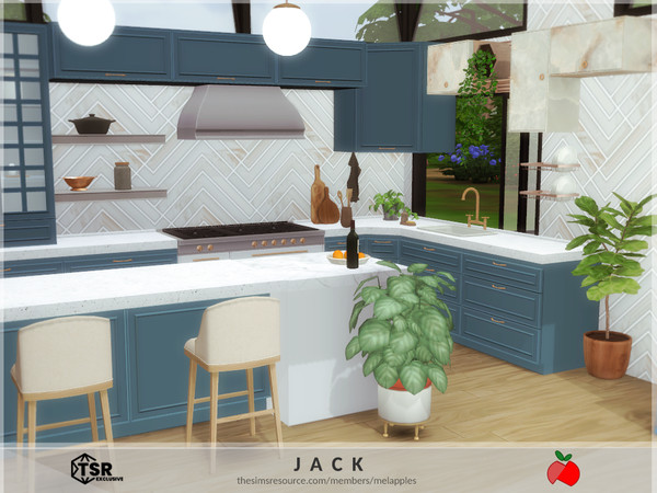 Sims 4 — Jack kitchen by melapples — a modern blue kitchen with an island. enjoy! 5x7