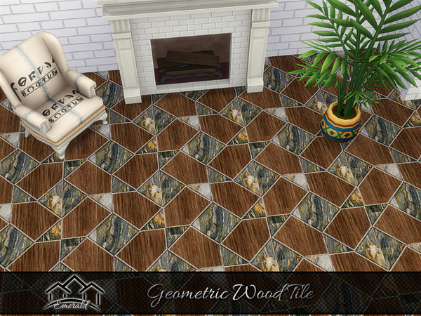 Sims 4 — Geometric Wood Tile4 by Emerald — Enhance Your Home With modish look.